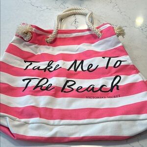 Victoria's Secret Pink Striped Beach Bag NWOT